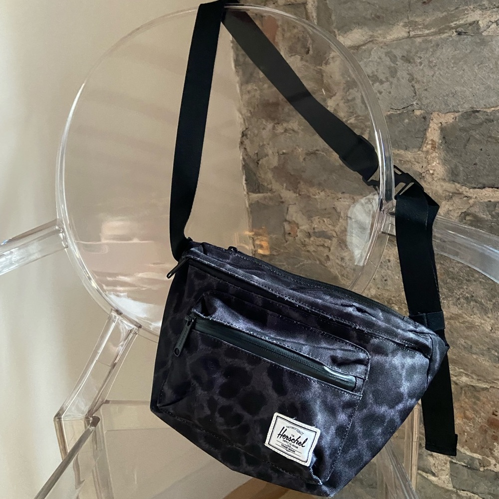 Herschel Supply Company Black Leopard Print Crossbody Fanny pack/ belt Bag